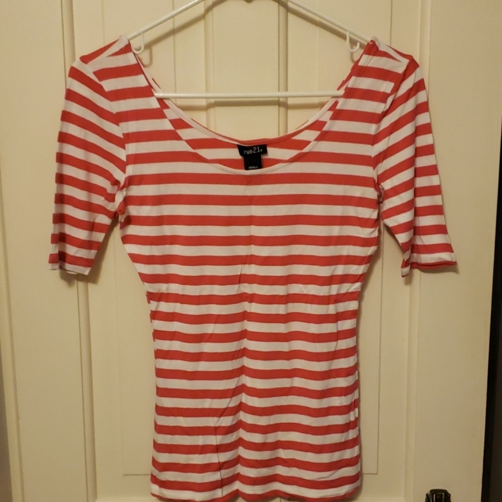 Mid-Sleeve striped tee
